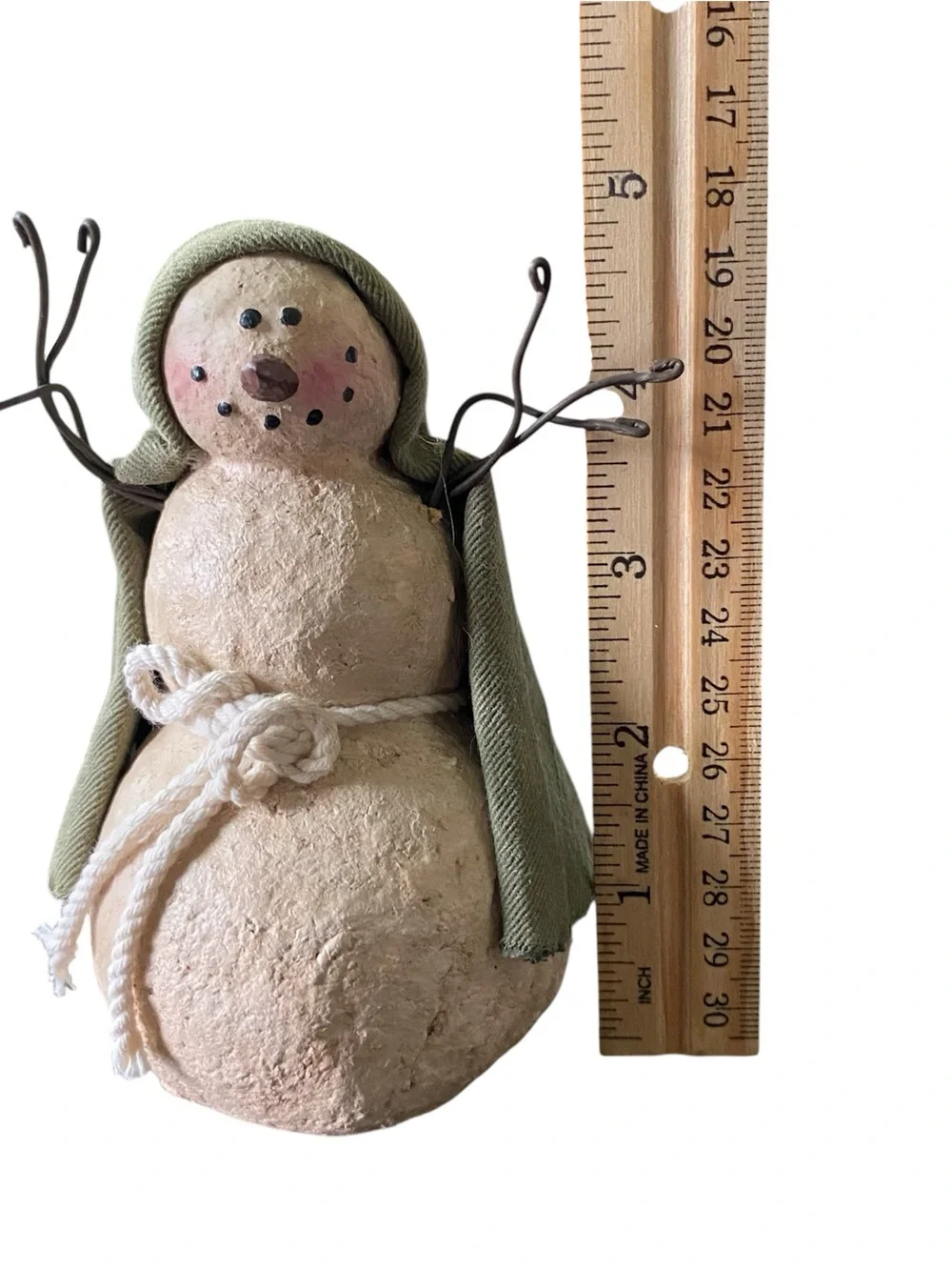 Primitive Snowman Nativity Set Handcrafted 3 Piece Set Rustic Folk Art Christmas